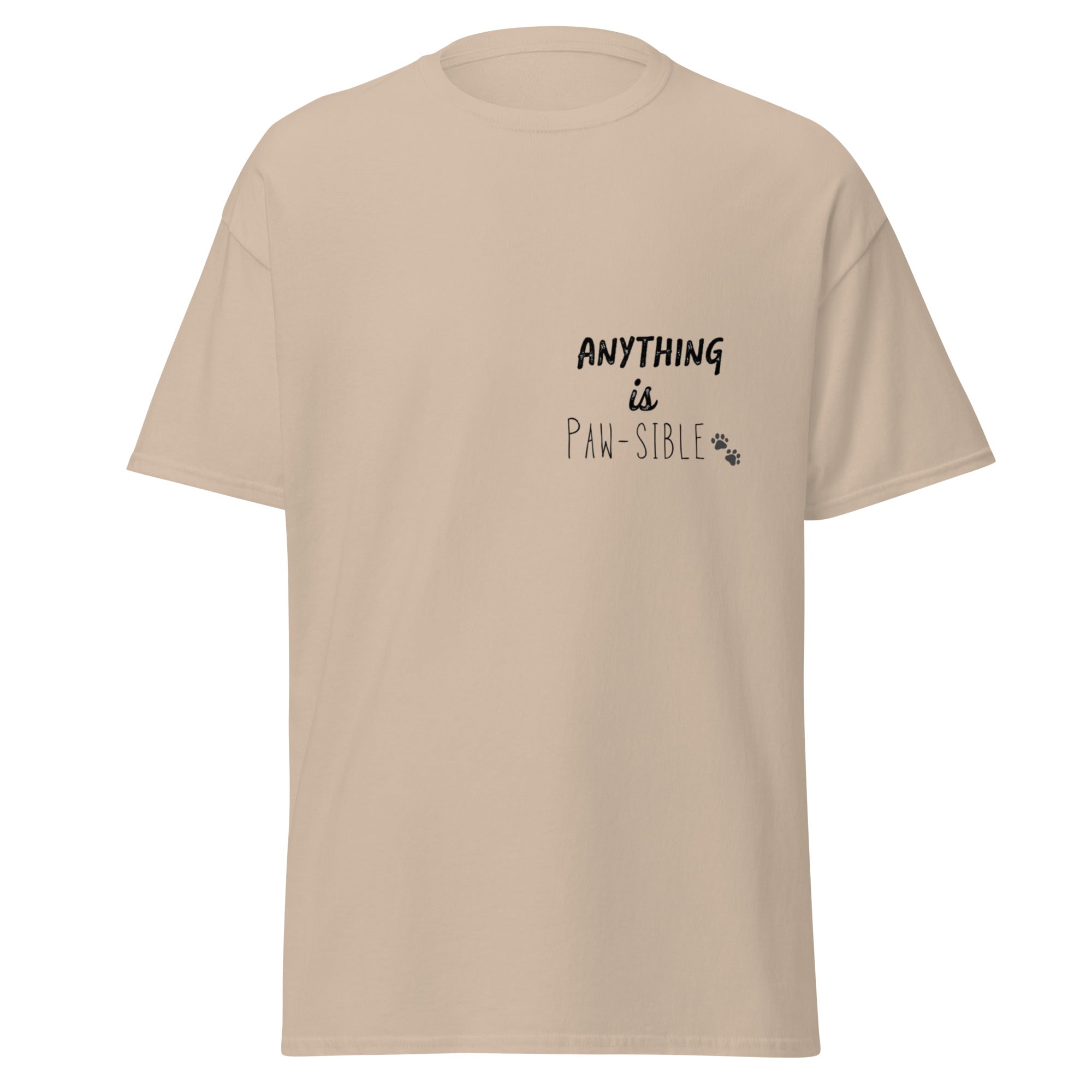 Hunde T-Shirt mit dem Aufdruck „Anything is Paw-sible“