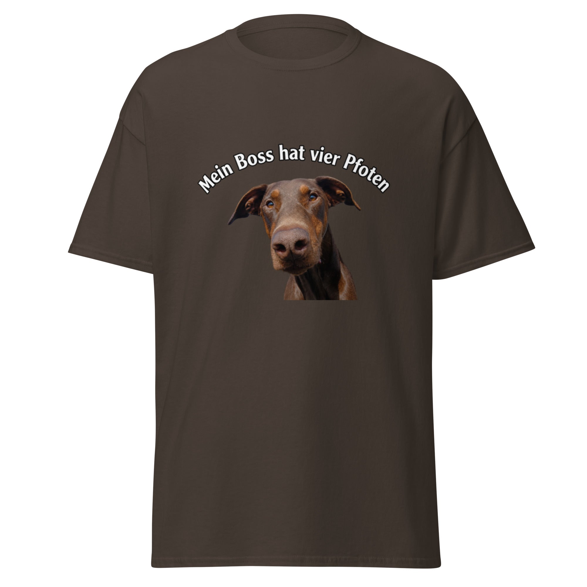 Mein Boss hat vier Pfoten Unisex T-Shirt mit Hunde-Motiv